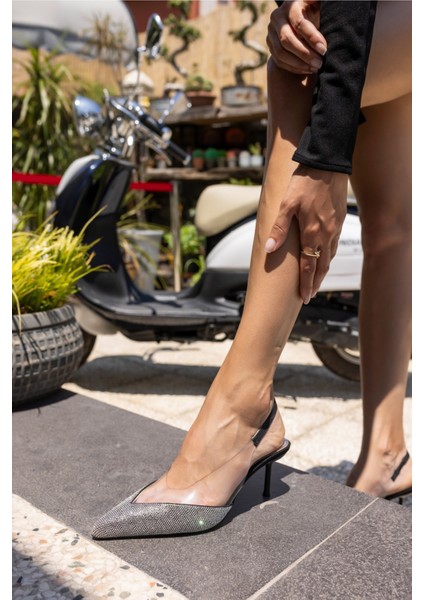 Leandro Kadın Bej Seffaf Taşli Topuklu Ayakkabi modelleri