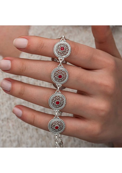 Gümüş Telkari Yakut Taşlı Kadın Bileklik