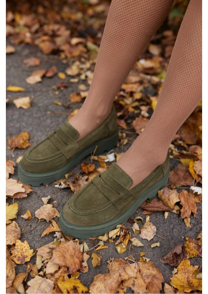 Alberto Kadın Kahve Gercek Deri Eva Taban Loafer Ayakkabi