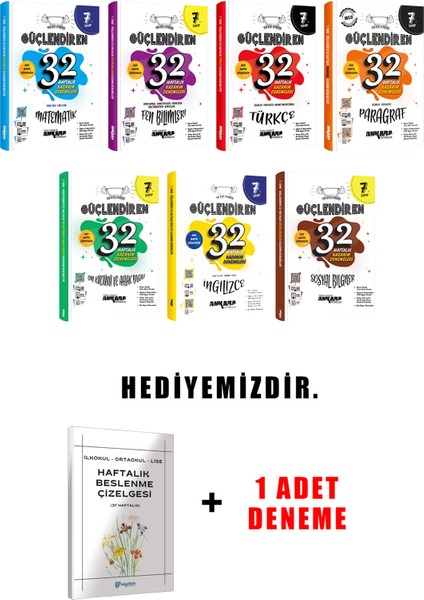 7.sınıf Güçlendiren 32 Haftalık Deneme 7'li Set (Güncel Marif Model) fiyatları