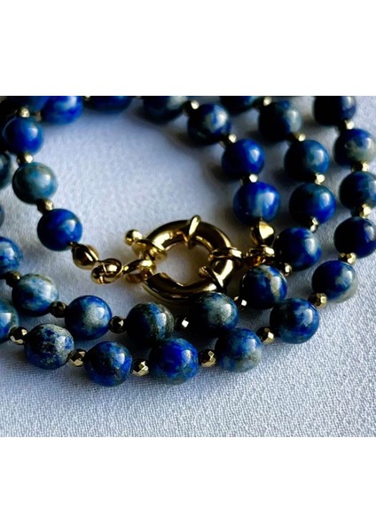 Lapis Lazuli 6 mm Kolye Altın Kaplama Gemici Kilit modelleri