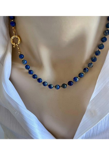 Lapis Lazuli 6 mm Kolye Altın Kaplama Gemici Kilit fırsatları