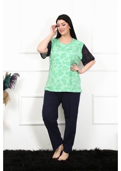 Kadın 5xl-6xl-7xl-8xl Büyük Beden Kısa Kol Pijama Takım NS1015