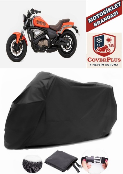 Qj SRV550 St Siyah Motorsiket Brandası Motor Örtüsü Çadır Su Geçirmez Motosiklet Kılıfı Motor Brandası