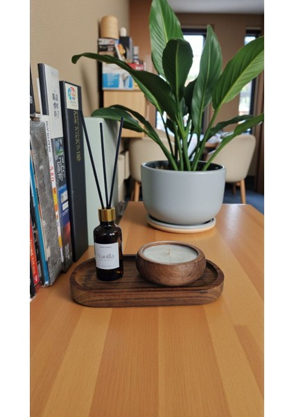 -Vanilya-Kokulu Mum-Kahverengi-Vanilya Mum&koku Set-Ahşap Tabak Pamuk Fitil Bambu Oda Kokusu (50 Ml) fırsatları