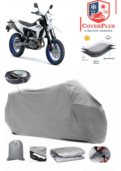 Suzuki DR-Z4S Arka Çanta Uyumlu (Gri) Motorsiket Brandası Motor Örtüsü Çadır Su Geçirmez Motosiklet Kılıfı Motor Brandası