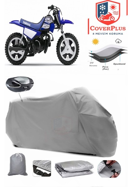 Yamaha Pw 50 Arka Çanta Uyumlu (Gri) Motorsiket Brandası Motor Örtüsü Çadır Su Geçirmez Motosiklet Kılıfı Motor Brandası