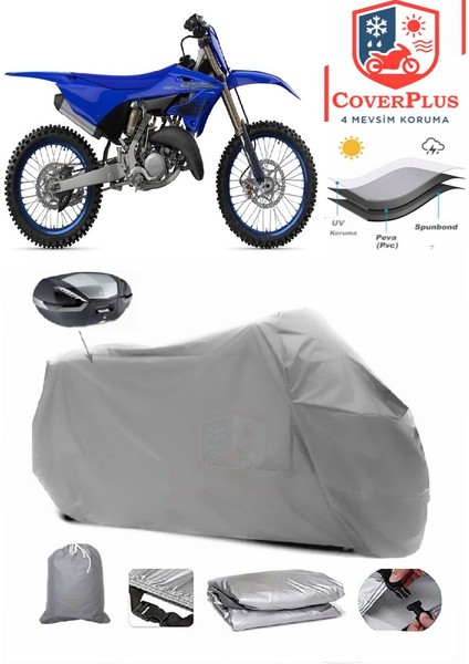 Yamaha Yz 125 Arka Çanta Uyumlu (Gri) Motorsiket Brandası Motor Örtüsü Çadır Su Geçirmez Motosiklet Kılıfı Motor Brandası