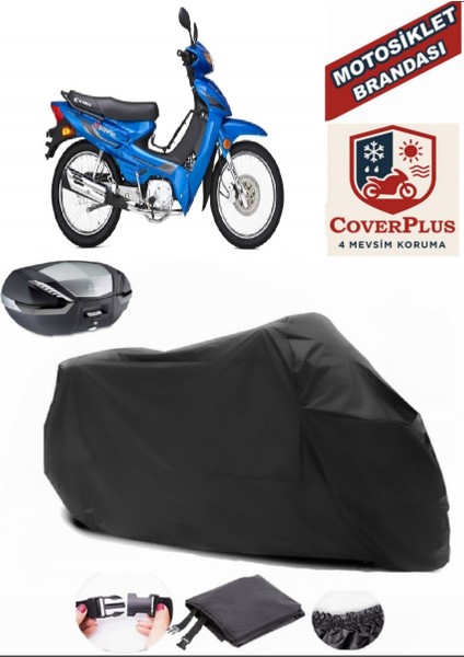 Kymco Aktiv 110 Siyah Arka Çanta Uyumlu Motorsiket Brandası Motor Örtüsü Çadır Su Geçirmez Motosiklet Kılıfı Motor Brandası