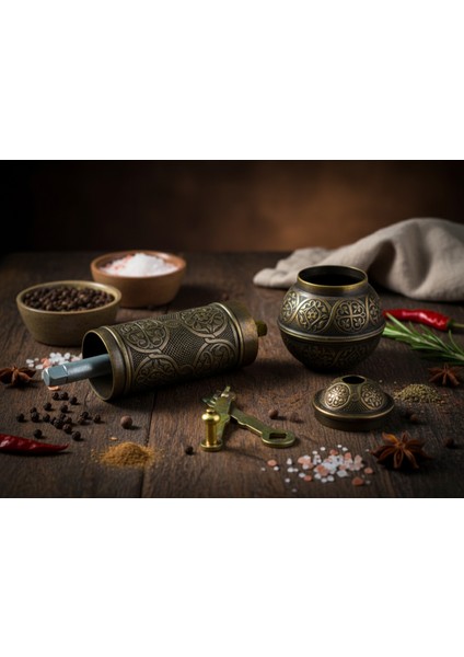 Zamak Metal Antik Renk 3 Lü Set Karabiber,kahve,çörek Otu El Değirmeni Öğütücü Grinder fiyatları