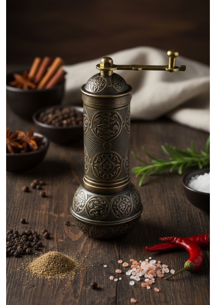 Zamak Metal Antik Renk 3 Lü Set Karabiber,kahve,çörek Otu El Değirmeni Öğütücü Grinder fırsatları