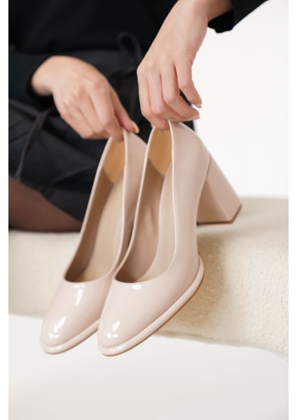 Modaserdem Pensy Bej Rugan Kadın Topuklu Ayakkabı