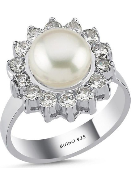 Papatya Taşlı Doğal İnci Yüzük