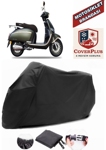Yuki Risotto 125 Siyah Motorsiket Brandası Motor Örtüsü Çadır Su Geçirmez Motosiklet Kılıfı Motor Brandası