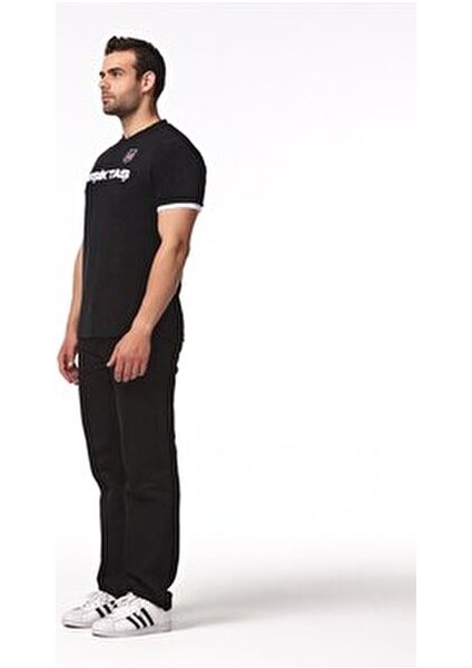 Siyah T-Shirt Lisanslı Yazılı Logolu Erkekler İçin Hediye Paketiyle Gönderim