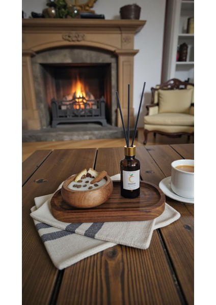 -Portakal-Kokulu Mum-Kahverengi-Portakal Mum&koku Set-Ahşap Tabak Pamuk Fitil Bambu Oda Kokusu (50 Ml) Tarçın-Kahve fiyatları