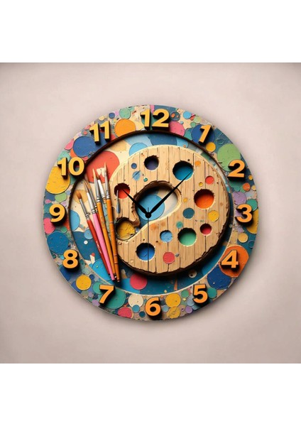 Renkli Baskı Desenli Sayılı Hediyelik Ahşap Sessiz Tablo Duvar Saati fiyatları