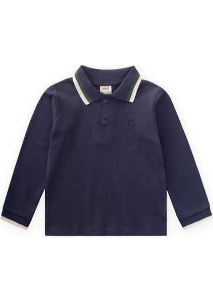 Uzun Kollu Polo Yaka T-Shırt 2-14 Yaş Lacivert fırsatları