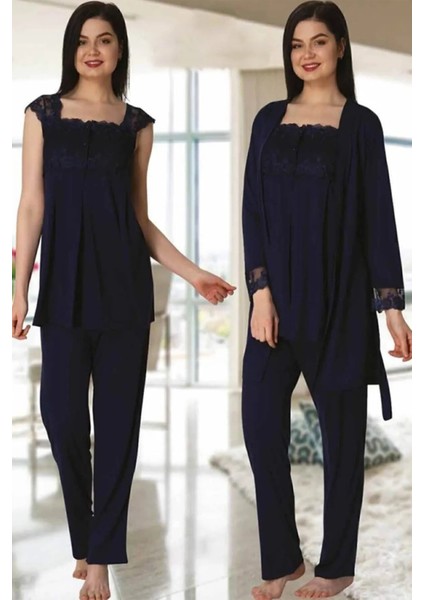Dantel Detaylı Askılı Pijama Sabahlık Takımı