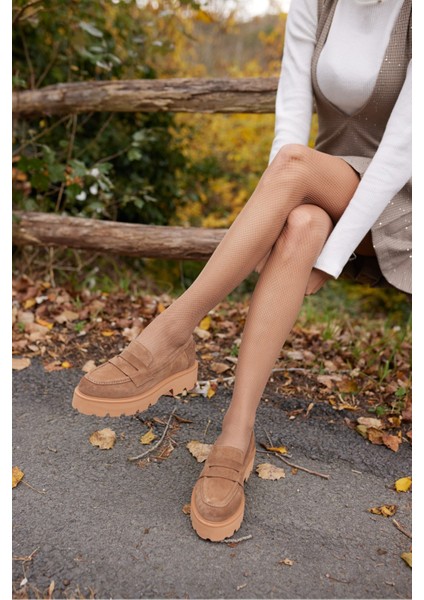 Alberto Kadın Vizon Gercek Suet Loafer Ayakkabi modelleri