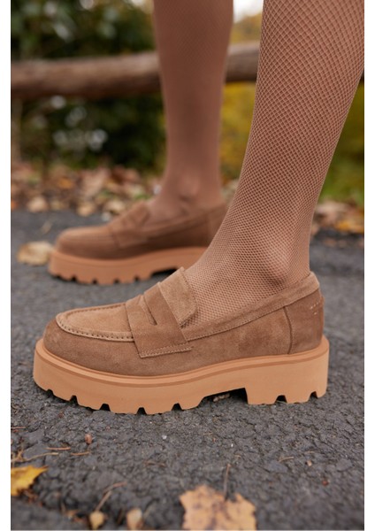 Alberto Kadın Vizon Gercek Suet Loafer Ayakkabi