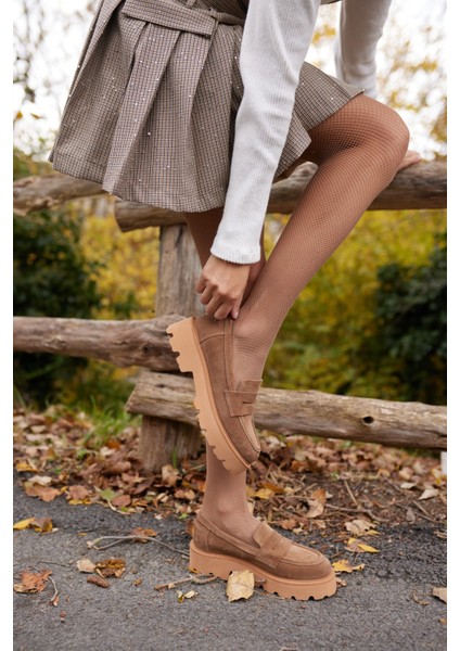 Alberto Kadın Vizon Gercek Suet Loafer Ayakkabi