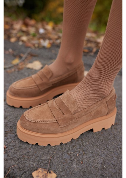 Alberto Kadın Vizon Gercek Suet Loafer Ayakkabi indirimleri