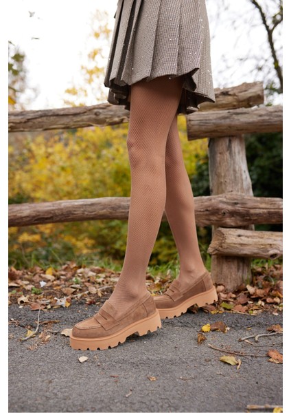 Alberto Kadın Vizon Gercek Suet Loafer Ayakkabi