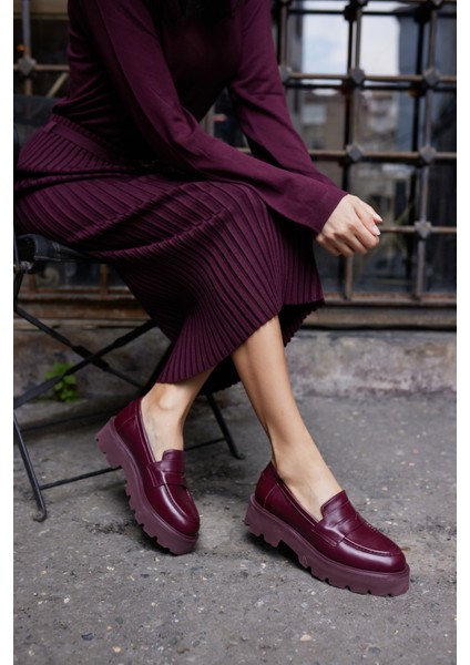 Alberto Kadın Kahve Gercek Deri Eva Taban Loafer Ayakkabi