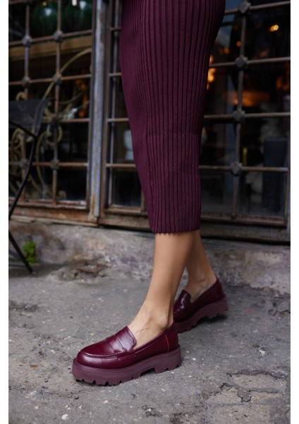 Alberto Kadın Kahve Gercek Deri Eva Taban Loafer Ayakkabi