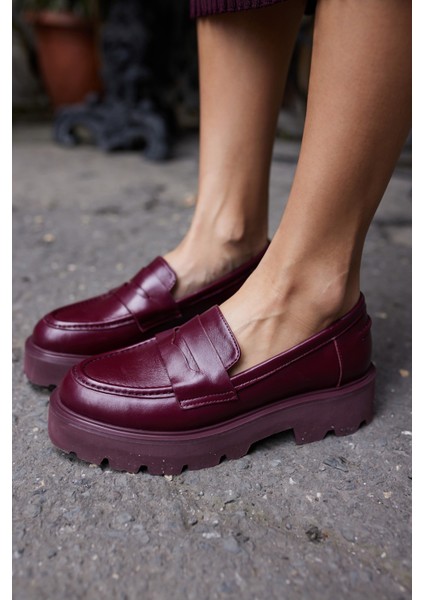 Alberto Kadın Kahve Gercek Deri Eva Taban Loafer Ayakkabi