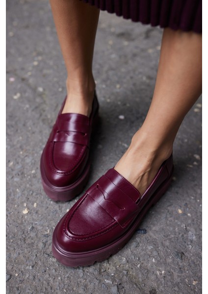 Alberto Kadın Kahve Gercek Deri Eva Taban Loafer Ayakkabi