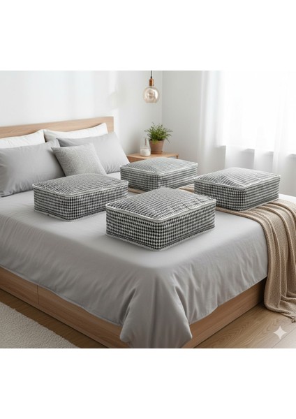 4'lü Kaz Ayağı Büyük Baza Altı & Çekyat Tipi Tela Hurç 65X45X22 cm – Fermuarlı Saklama ve Düzenleme Hurcu fiyatları