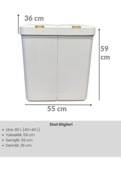 4’lü Katlanabilir Çamaşır Sepeti Seti – 80 Litre Gold/beyaz Kirli Sepeti, Sele, Su Kovası ve Maşrapa