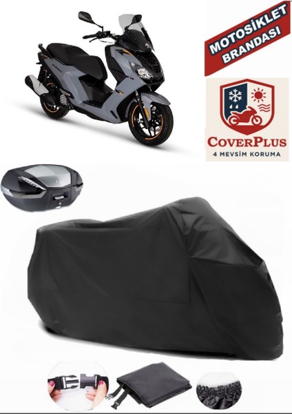 Peugeot Pulsion 125 Siyah Arka Çanta Uyumlu Motorsiket Brandası Motor Örtüsü Çadır Su Geçirmez Motosiklet Kılıfı Motor Brandası