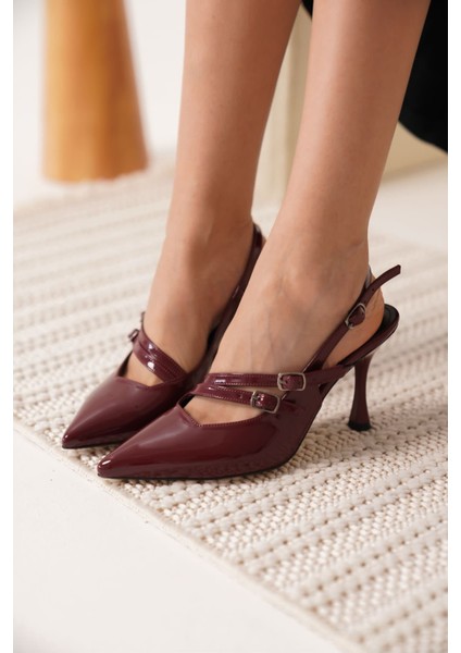 Modaserdem Lenora Kadın Bordo Rugan Topuklu Ayakkabı fiyatları