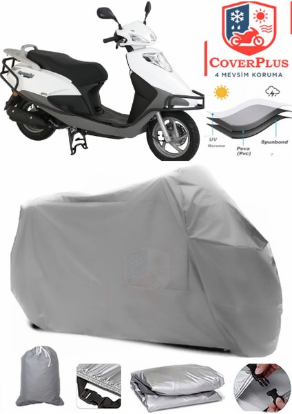Abush Speedy 110I Gri Motorsiket Brandası Motor Örtüsü Çadır Su Geçirmez Motosiklet Kılıfı Motor Brandası