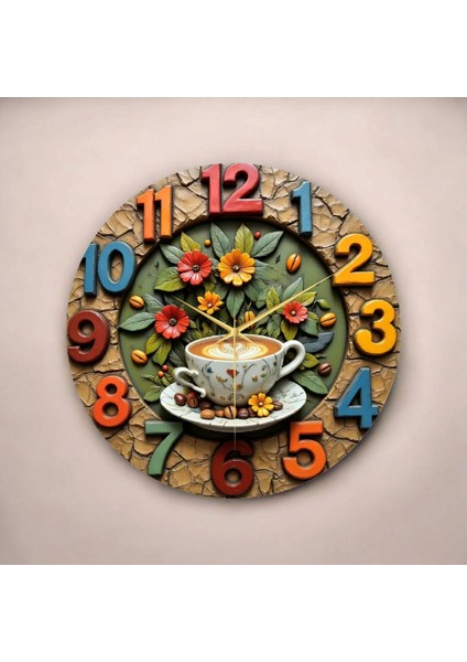 Renkli Baskı Desenli Sayılı Hediyelik Ahşap Sessiz Tablo Duvar Saati fiyatları