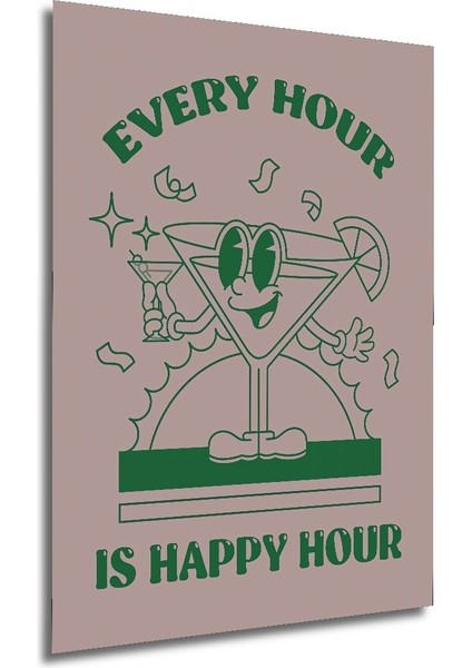 Dekoratif Ahşap Dikdörtgen Tablo Her Saat Mutlu Saat modelleri