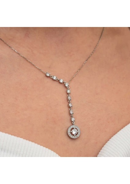 Gümüş Sıralı Zirkon Taşlı Çember Kadın Kolye indirimleri