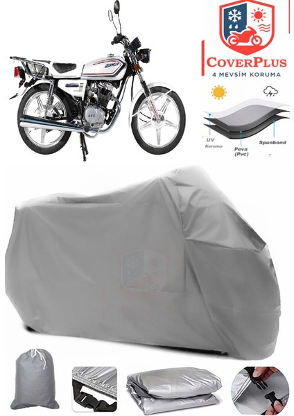 Arora Ar 100-8 Klasik Çelik Gri Motorsiket Brandası Motor Örtüsü Çadır Su Geçirmez Motosiklet Kılıfı Motor Brandası