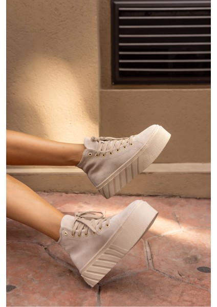 Corcy Kadın Bej Gercek Suet Sneaker Bot indirimleri