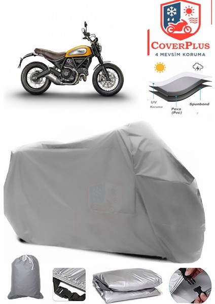 Ducati Scrambler Classic Gri Motorsiket Brandası Motor Örtüsü Çadır Su Geçirmez Motosiklet Kılıfı Motor Brandası