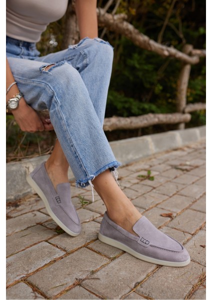 Amor Kadın Tutun Nude Gercek Suet Loafer Ayakkabı modelleri