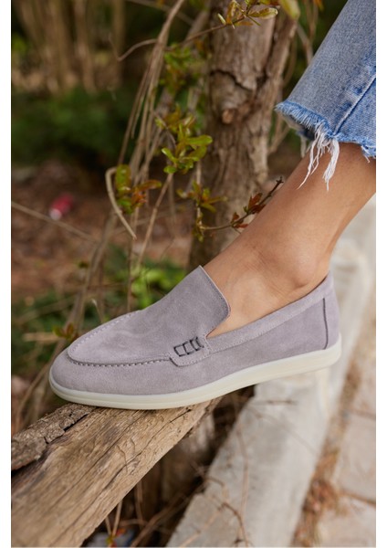 Amor Kadın Tutun Nude Gercek Suet Loafer Ayakkabı indirimleri