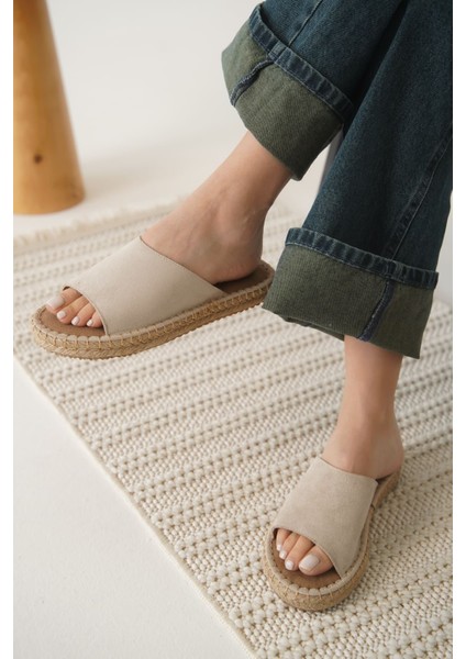 Modaserdem Grey Süet Bej Kadın Terlik fiyatları