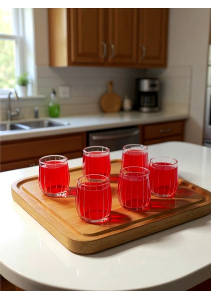 6 Adet Desenli-Bombeli Kahve Yanı Su Bardağı