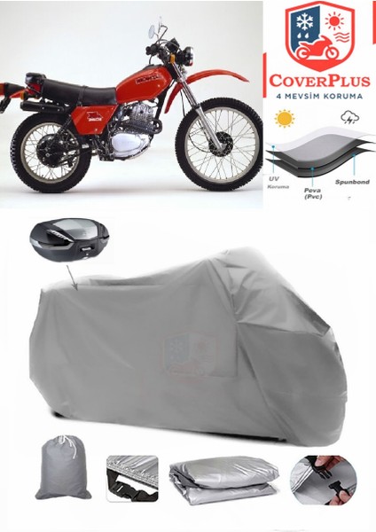 Honda Xl 185 S Arka Çanta Uyumlu (Gri) Motorsiket Brandası Motor Örtüsü Çadır Su Geçirmez Motosiklet Kılıfı Motor Brandası
