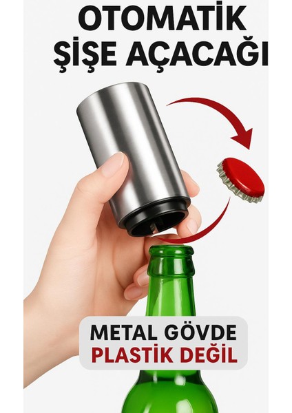 Mekanik Manyetik Meşrubat Kapak Açacağı Bas Çek Mıknatıslı Şişe Metal Kapak Açacak
