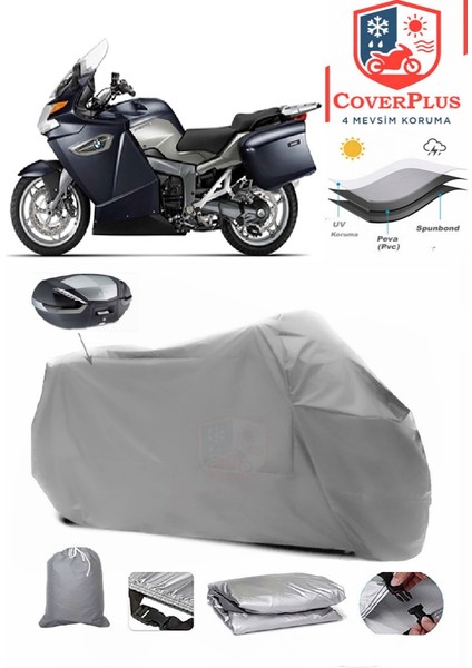 Bmw K 1300 Gt Arka Çanta Uyumlu (Gri) Motorsiket Brandası Motor Örtüsü Çadır Su Geçirmez Motosiklet Kılıfı Motor Brandası